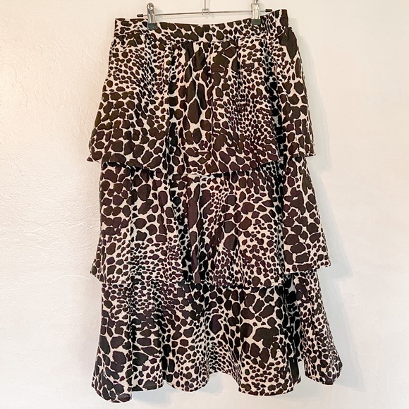 Who What Wear Leopard Print Ruffled Midi Skirt - Picture 4 of 9